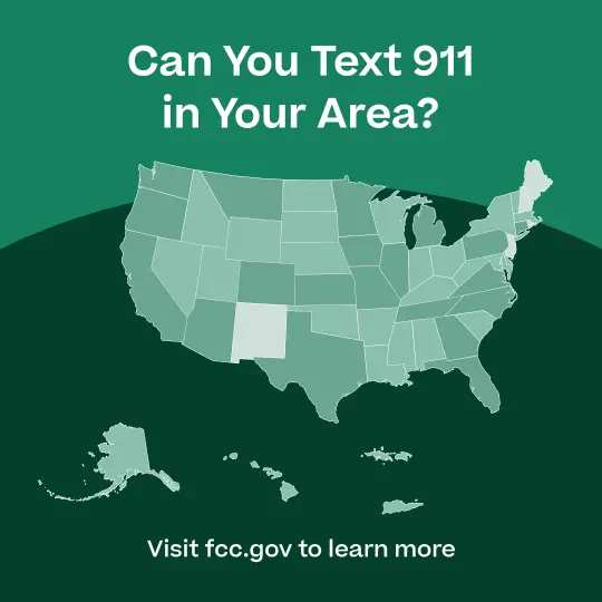 Heat map showing support for texting 911