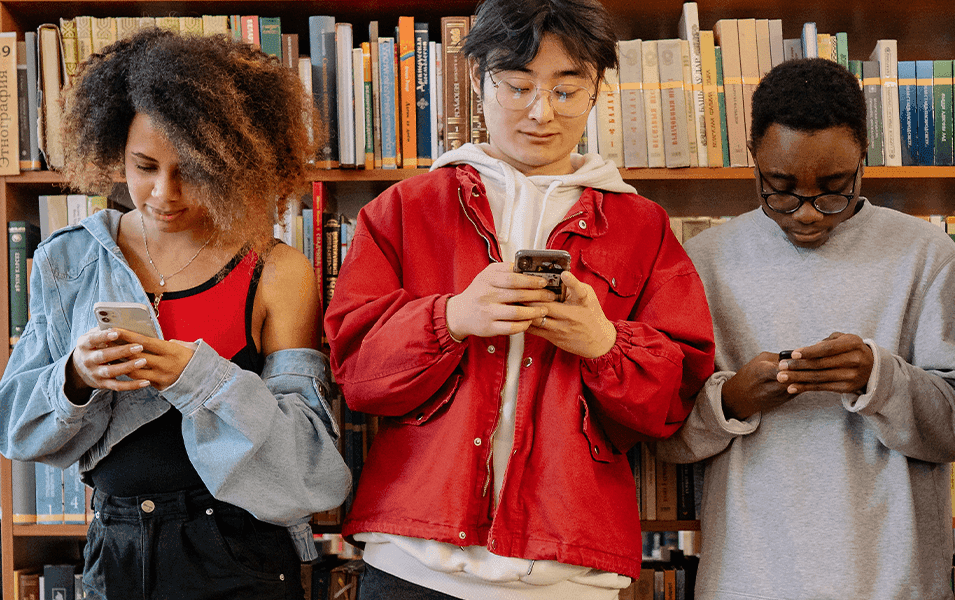 Students texting