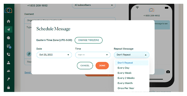 Repeat message dropdown