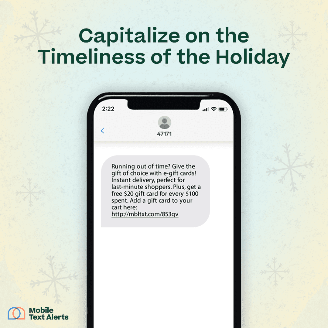 SMS example of capitalizing on the timeliness of the holiday