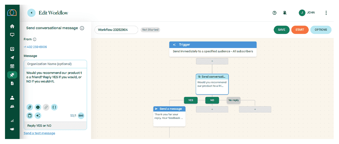 Mobile Text Alerts Workflow Builder