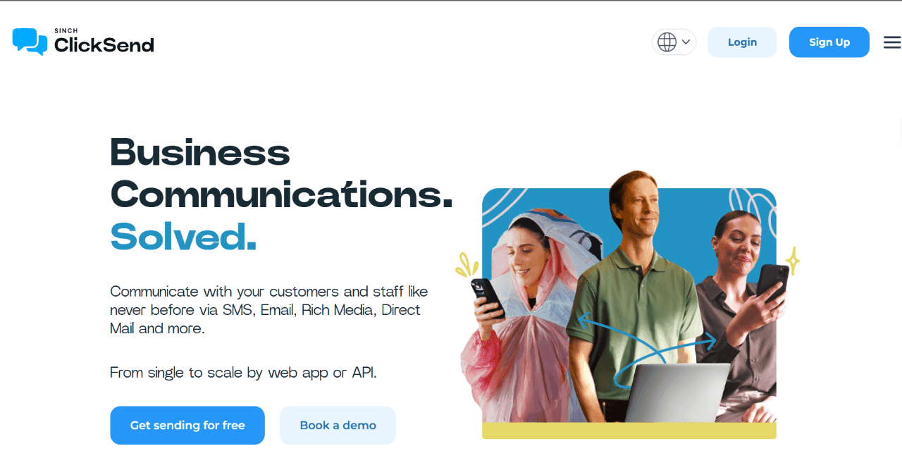 ClickSend home page