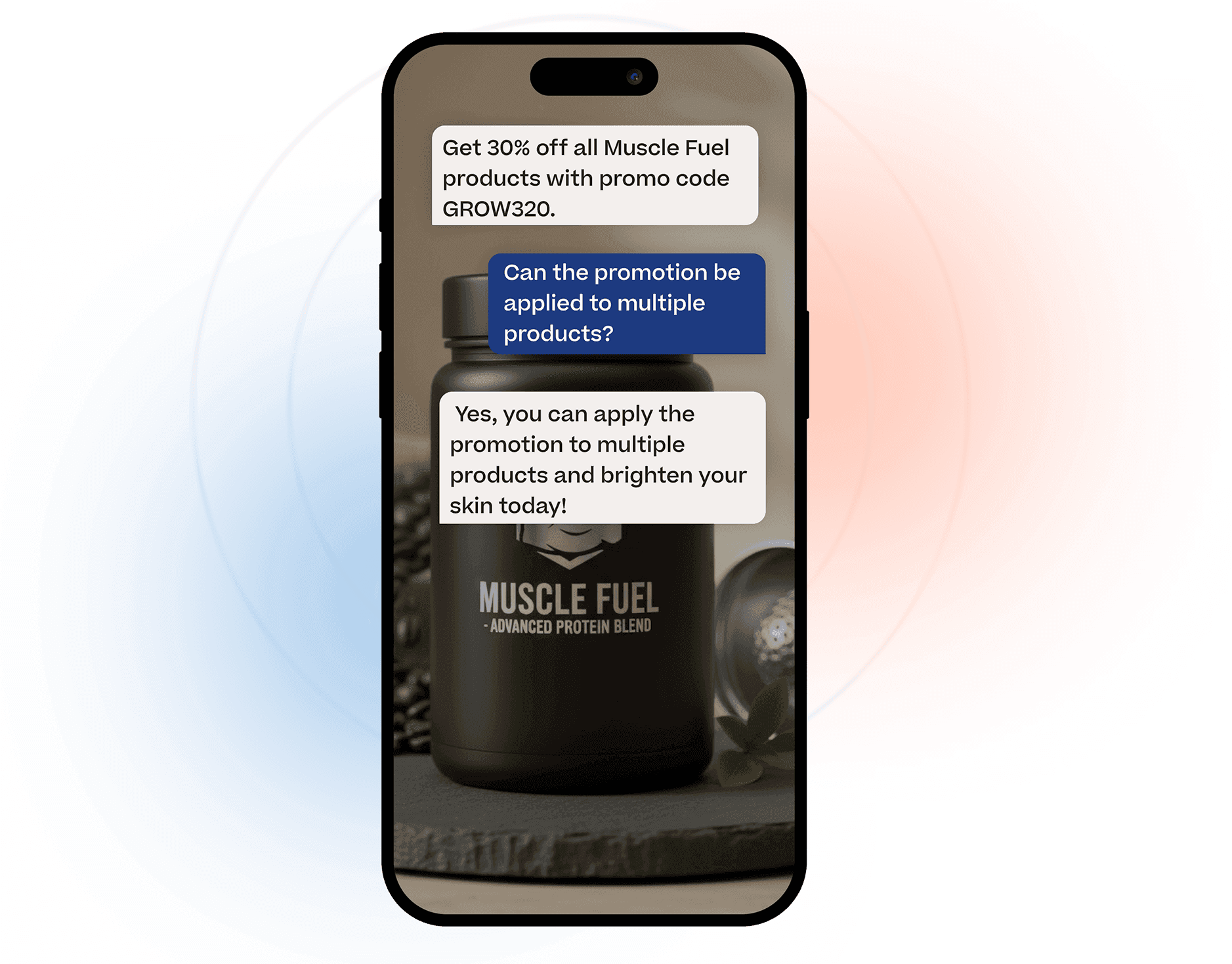 iPhone mockup showing a sales two way conversation