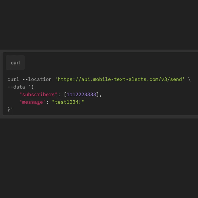SMS API example