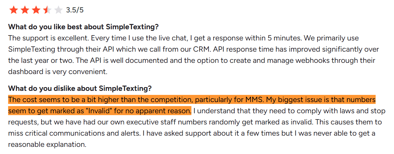 Review noting high MMS costs and numbers being marked invalid