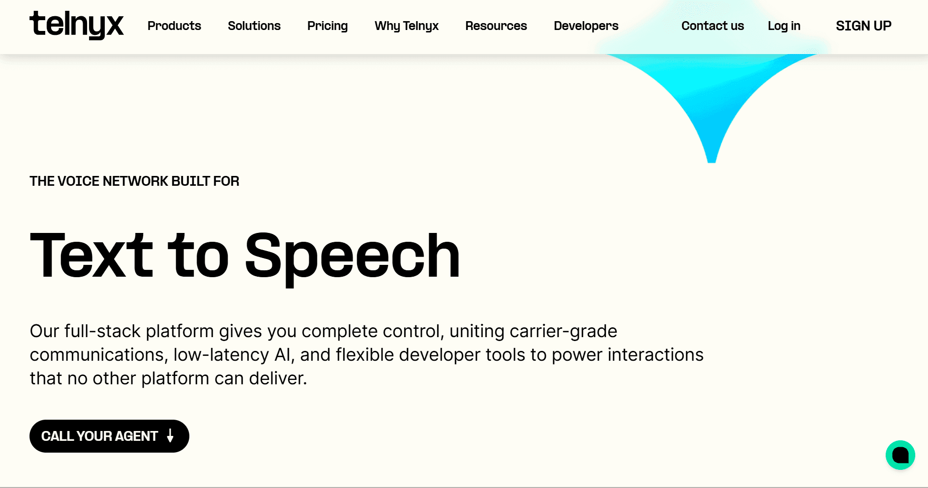 Screenshot of Telnyx home page