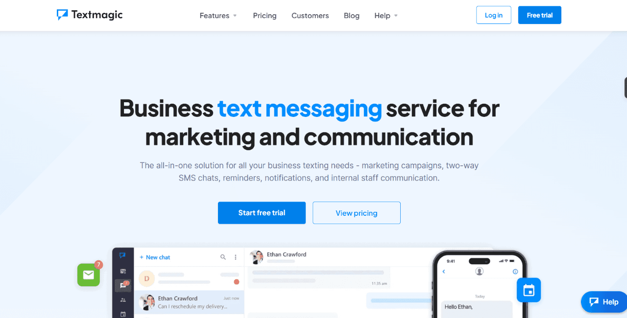 Textmagic home page