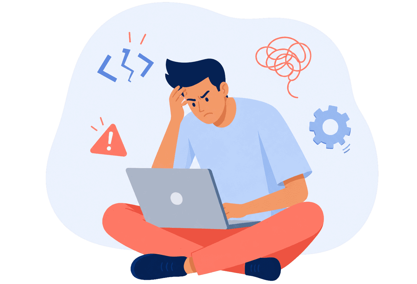 A frustrated developer on a computer