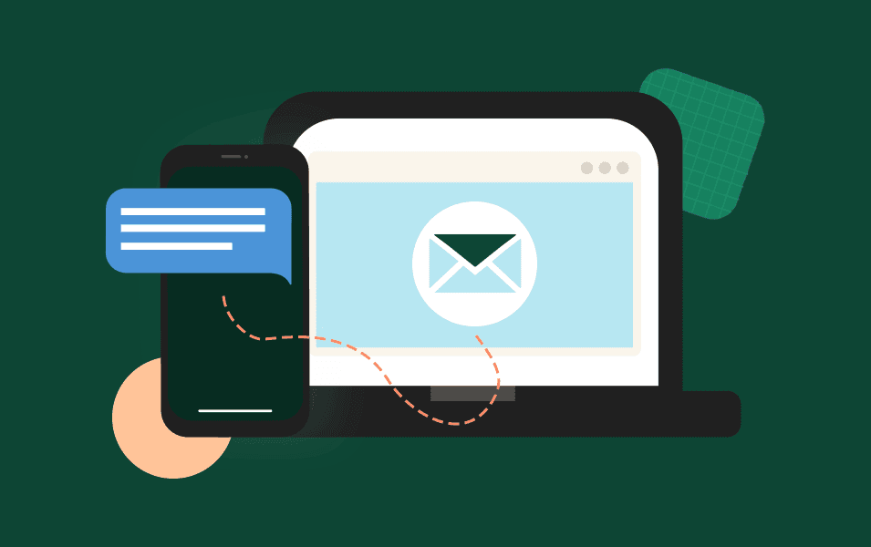 Graphic showing email and SMS