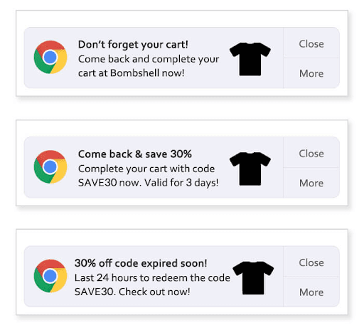 Cart abandonment notifications