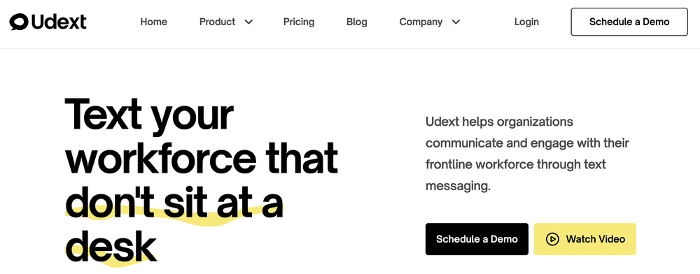 Screenshot of Udext home page