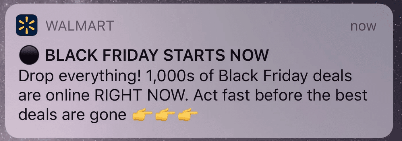 Push notification for walmart