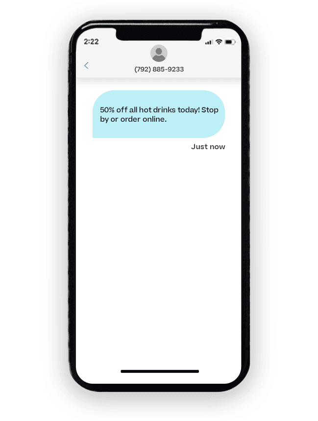 Phone showing 50% off message