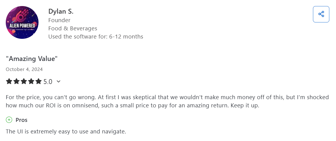 Screenshot of Omnisend review