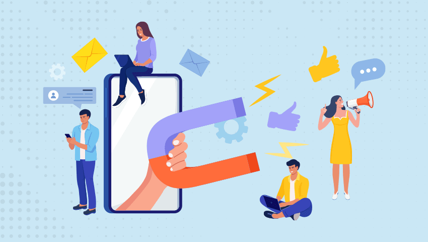 Phone with magnet attracting customers