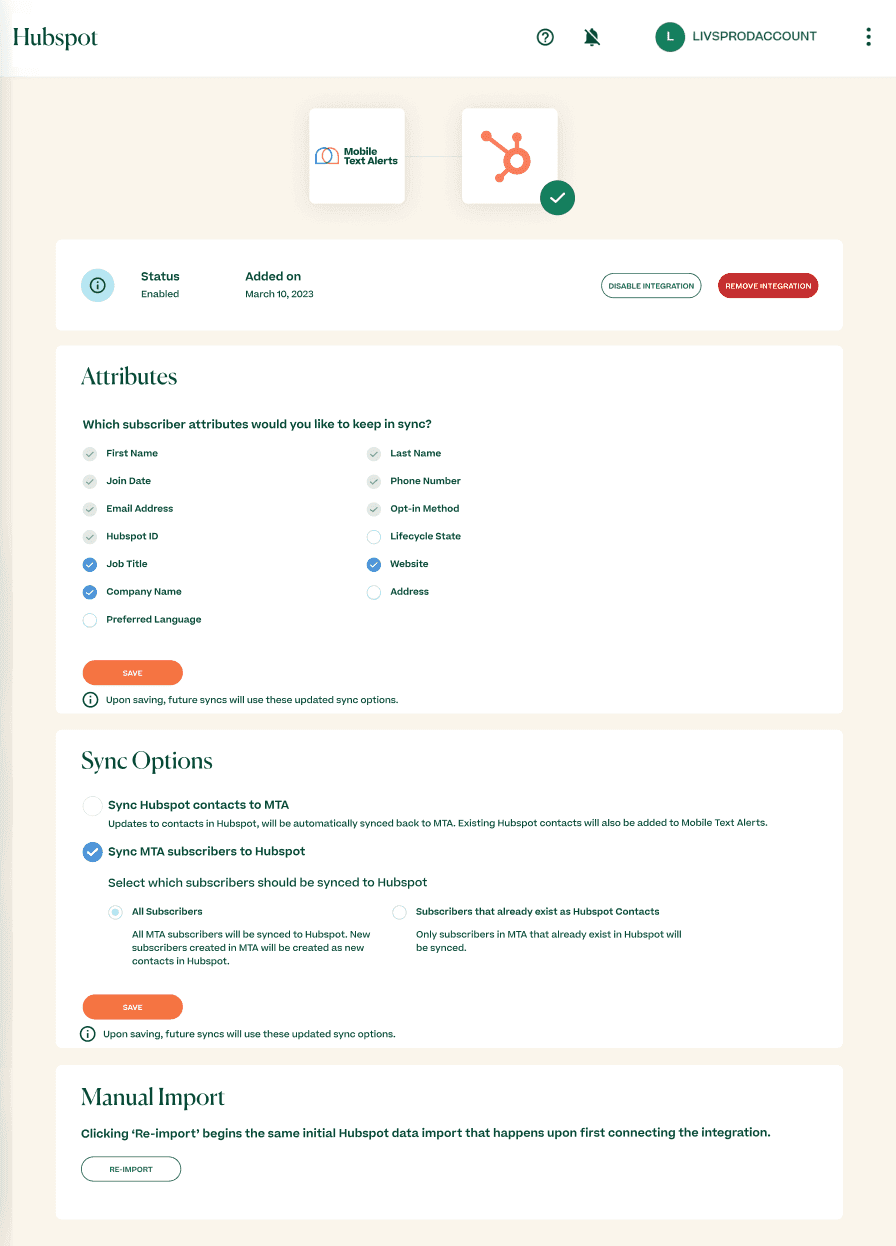 Connect HubSpot integration