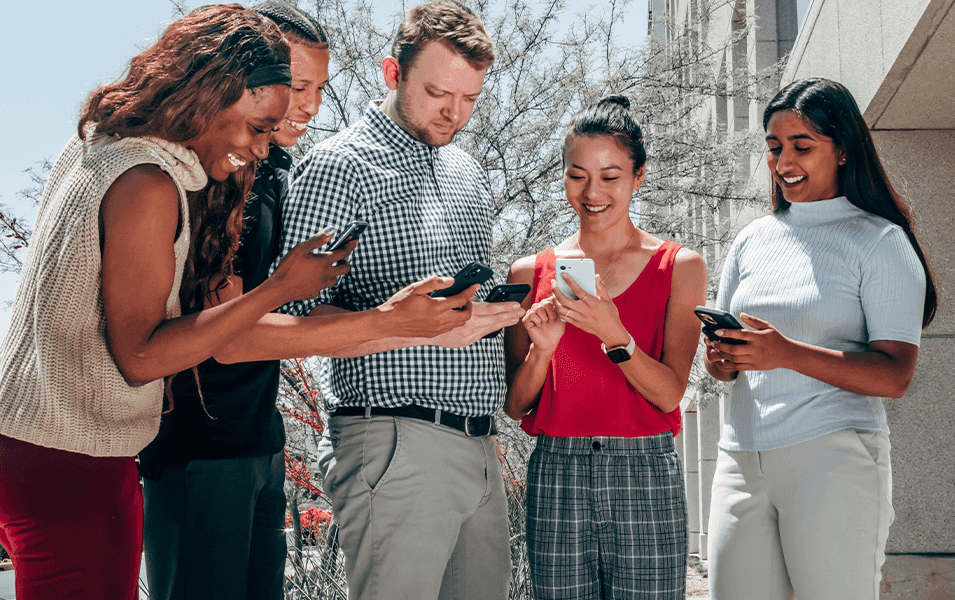 Group of people texting