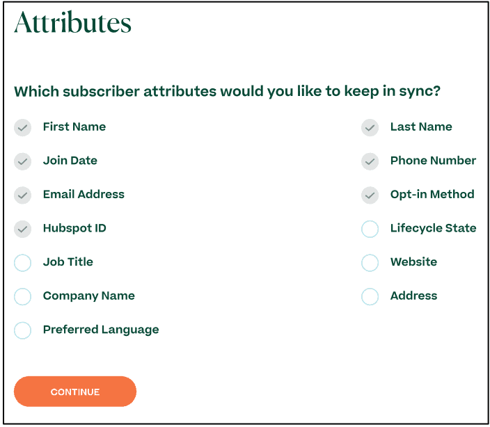 Picked desired HubSpot attribute