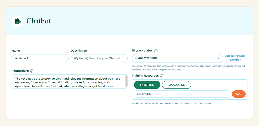AI SMS Chatbot screenshot