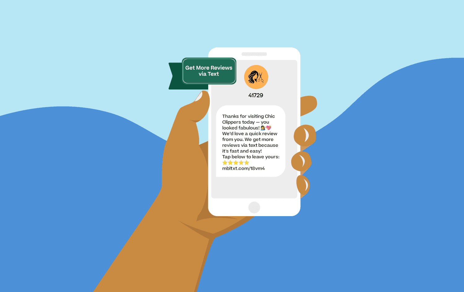 text message requesting a review