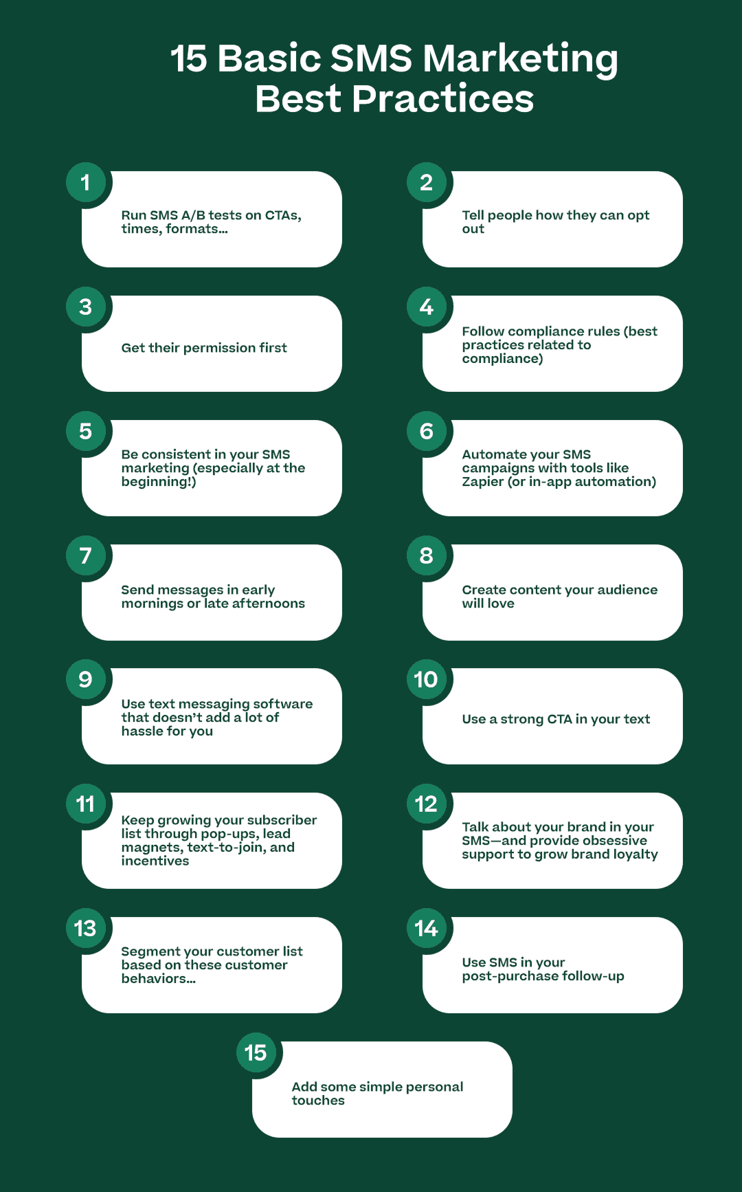 Infographic summarizing SMS marketing best practices