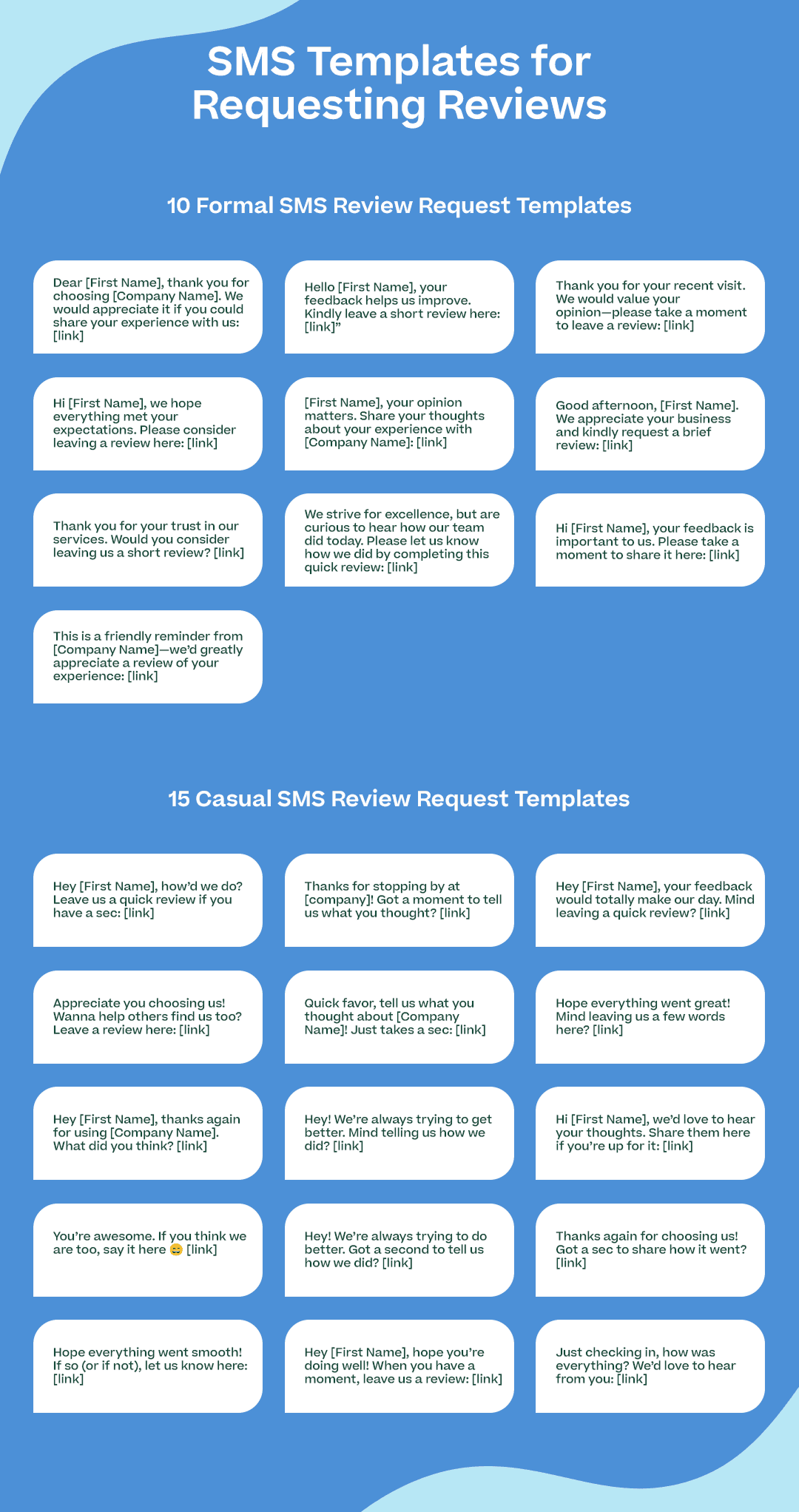 SMS review templates infographic