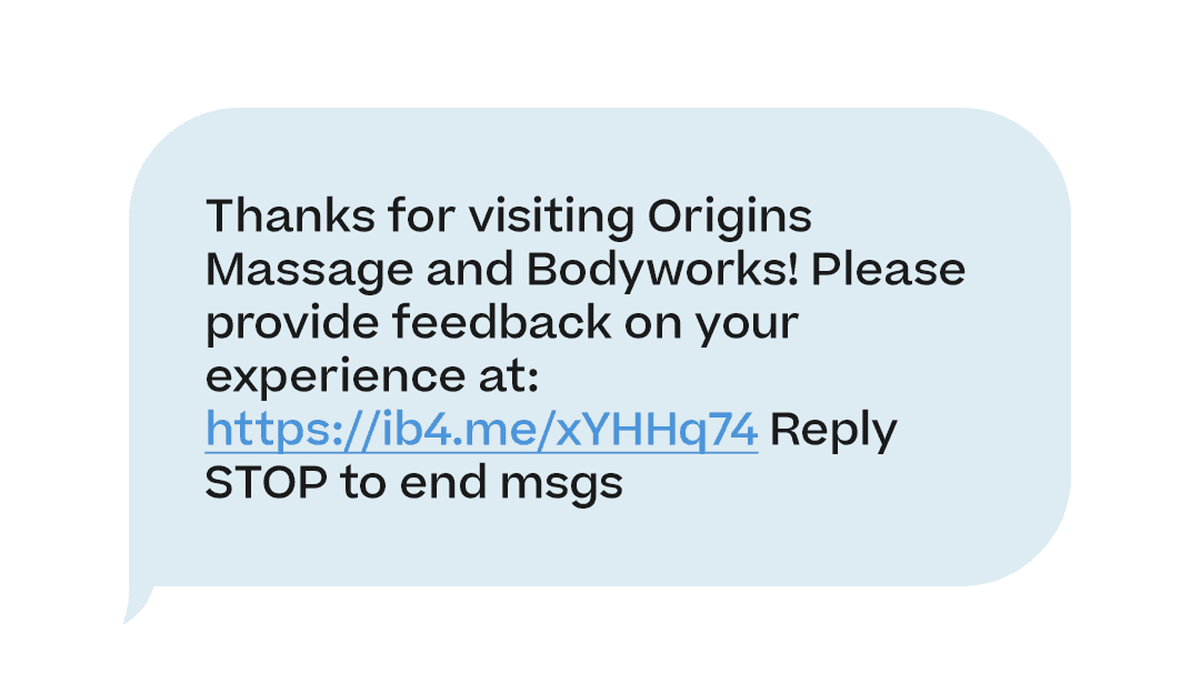 Example of review request SMS