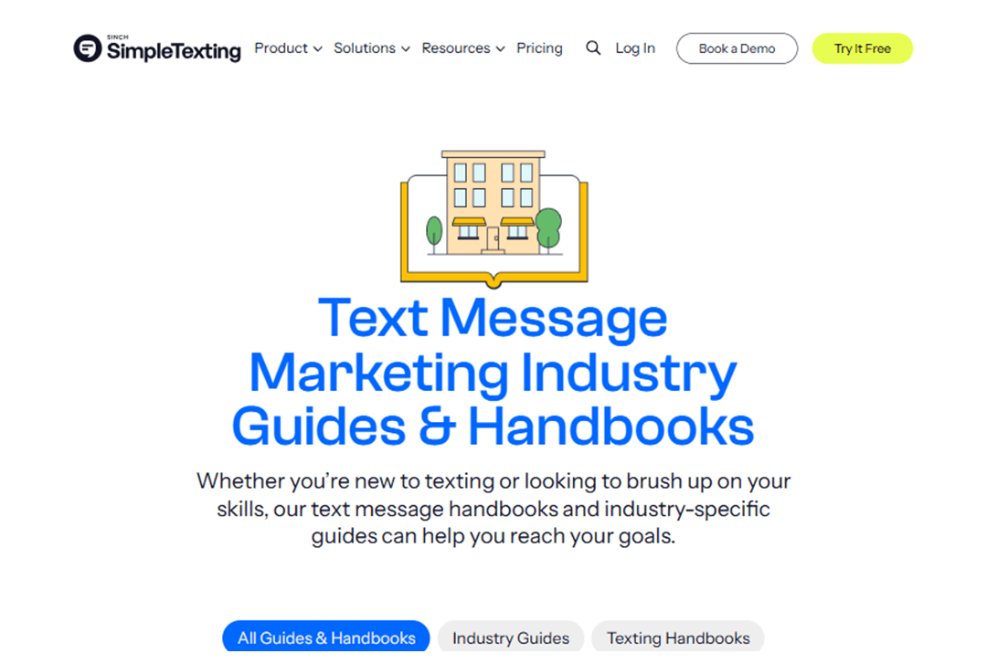 Screenshot of SimpleTexting home page