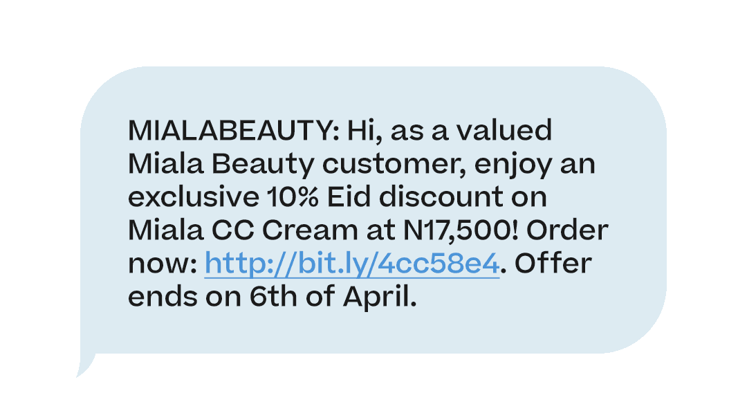 Example of upsell SMS