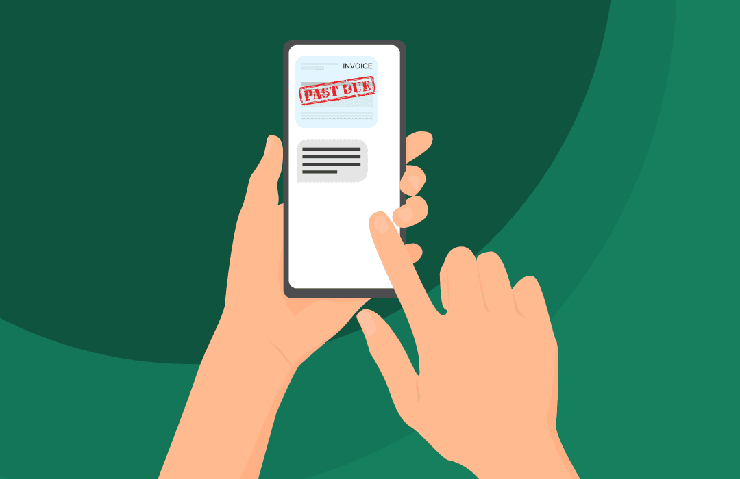 Text message showing past due payment