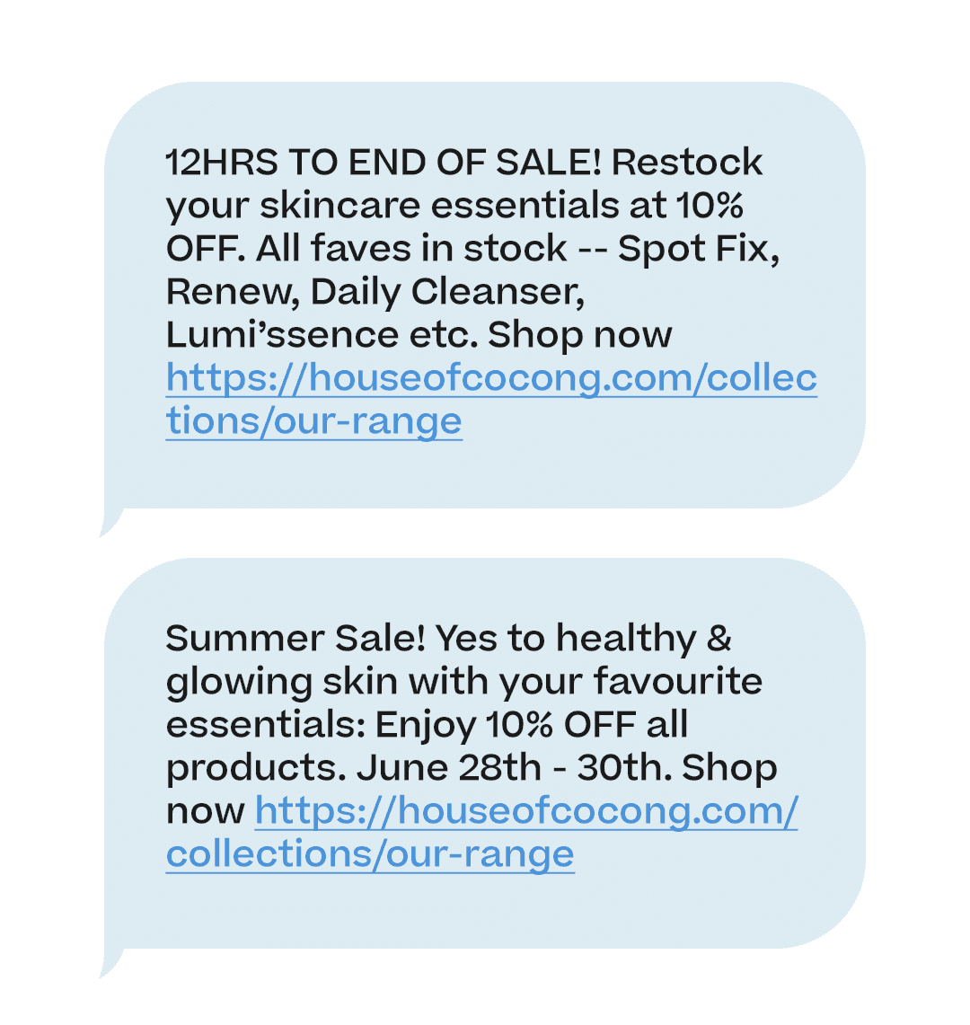 Examples of discount offer SMS
