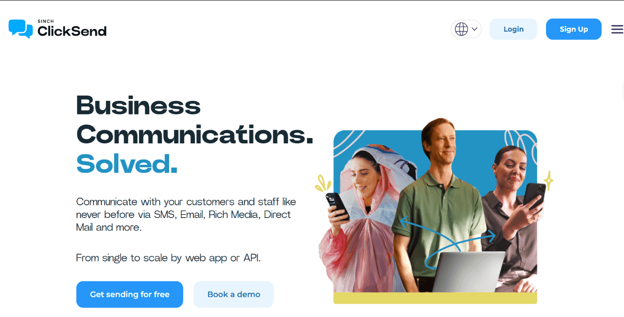 ClickSend home page
