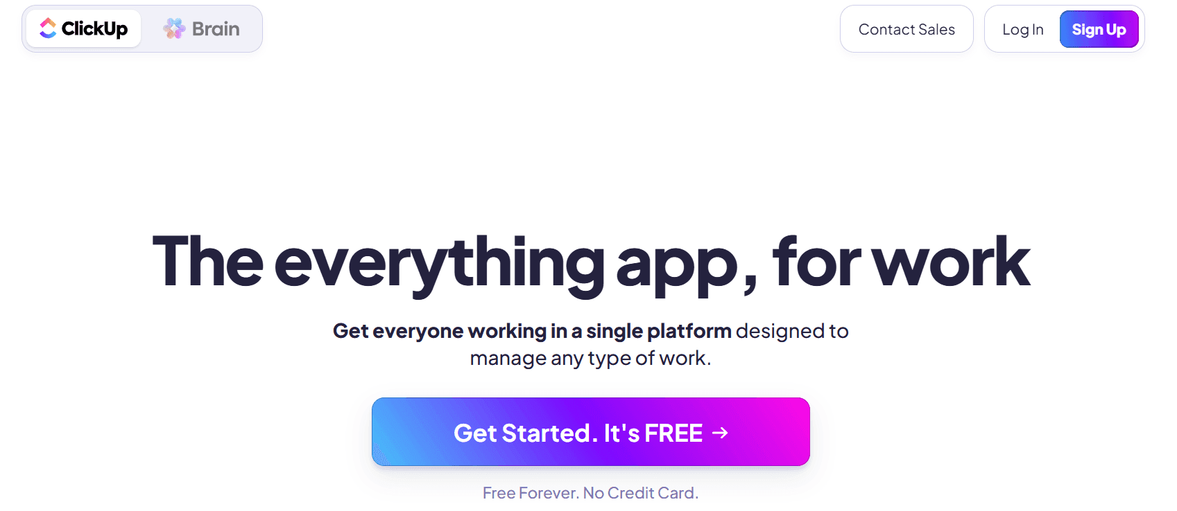 Screenshot of ClickUp home page