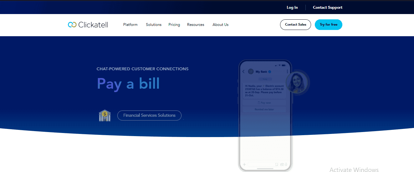 Screenshot of Clickatell home page