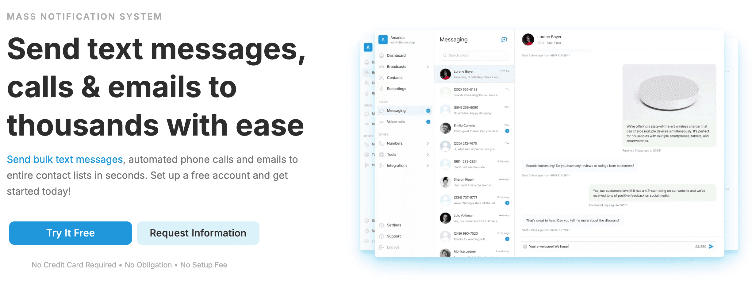 Screenshot of DialMyCalls home page