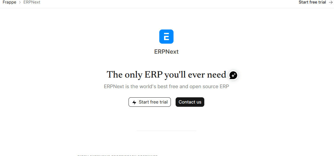 Screenshot of ERPNext home page