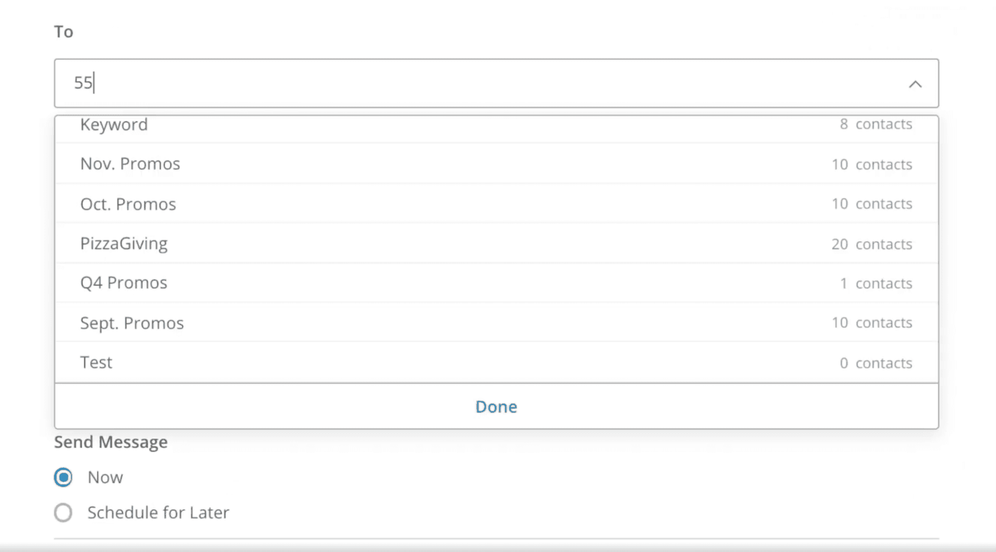 EZ Texting message sending example