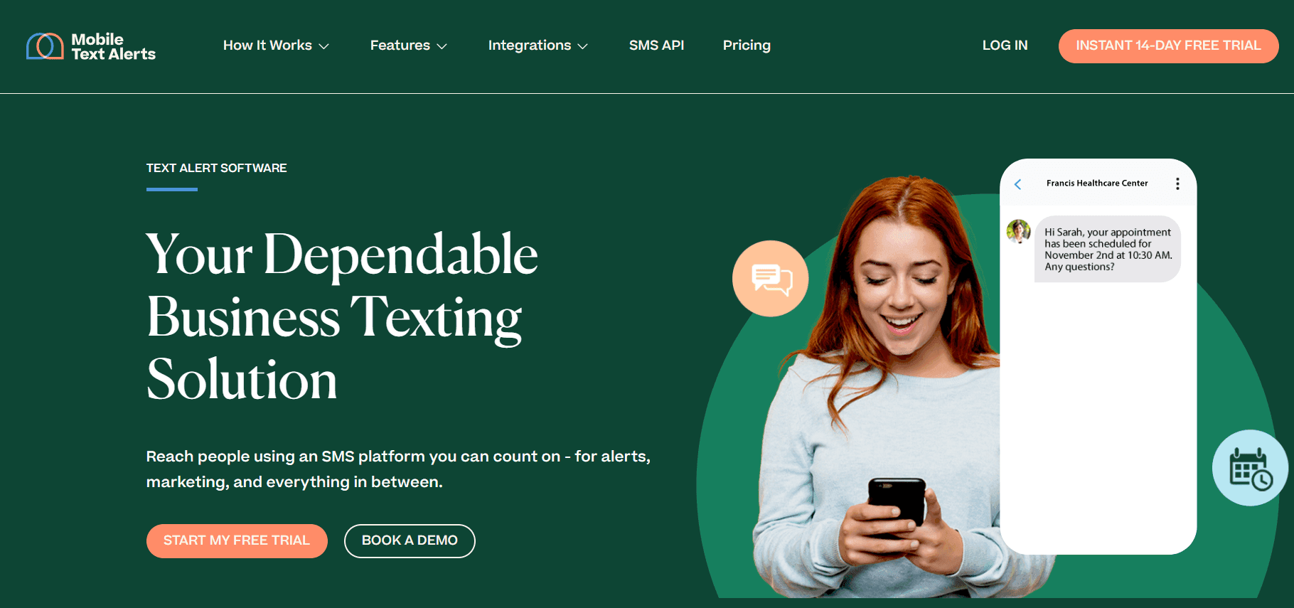 Mobile Text Alerts home page