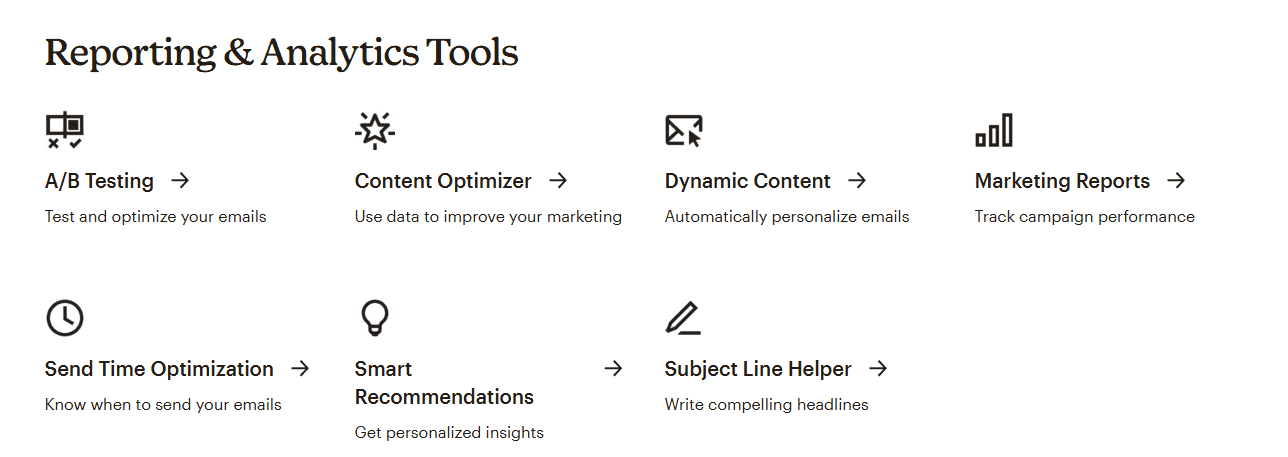 MailChimp's reporting and analytics tools