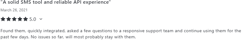 Screenshot of Capterra review for Octopush