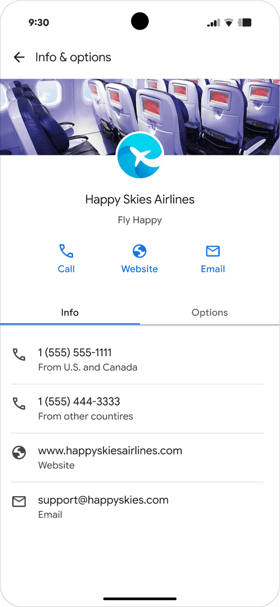 Example showing brand information in an RCS agent profile