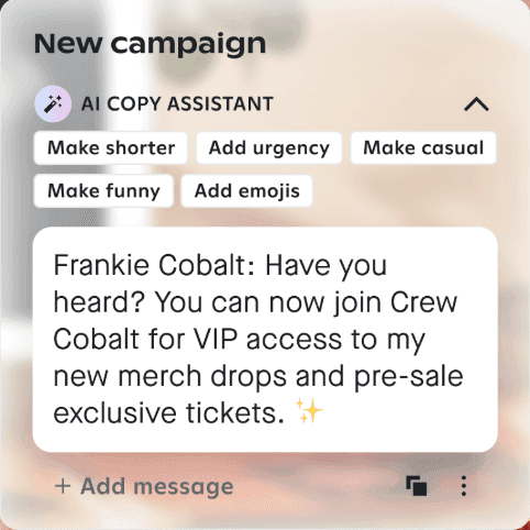 Example of RCS messaging via Attentive