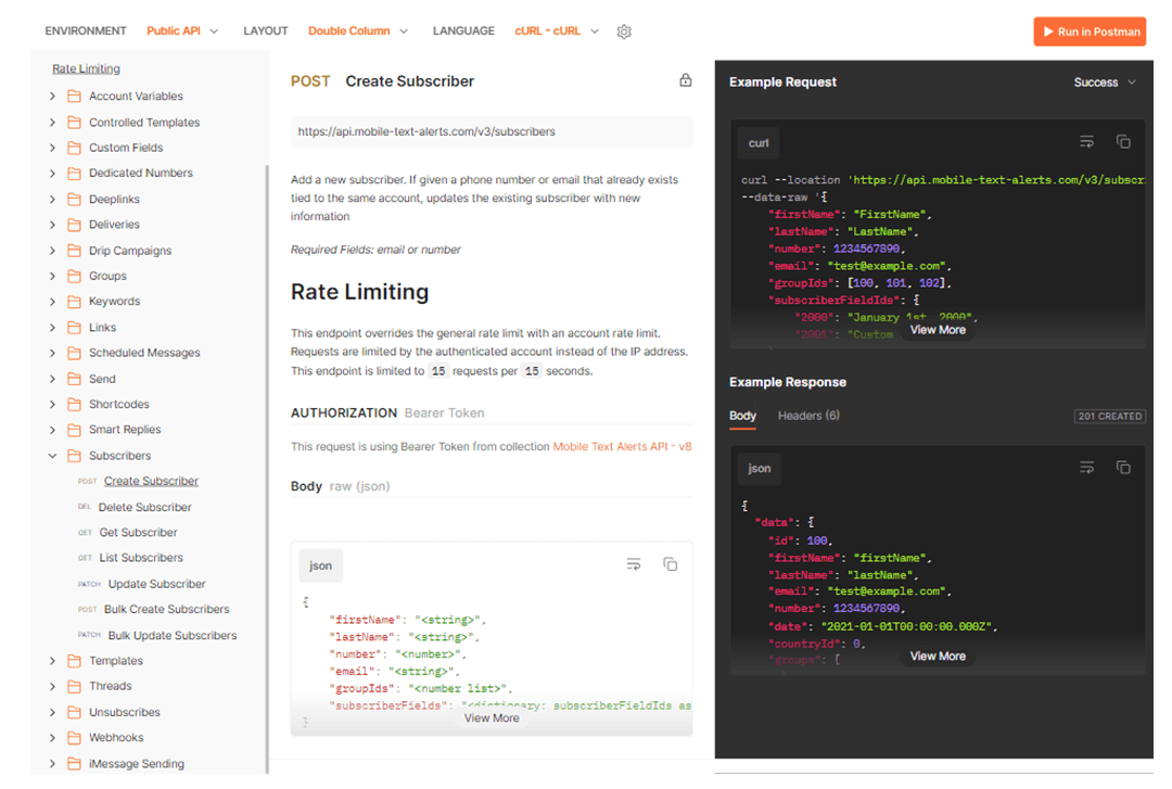Screenshot of API documentation