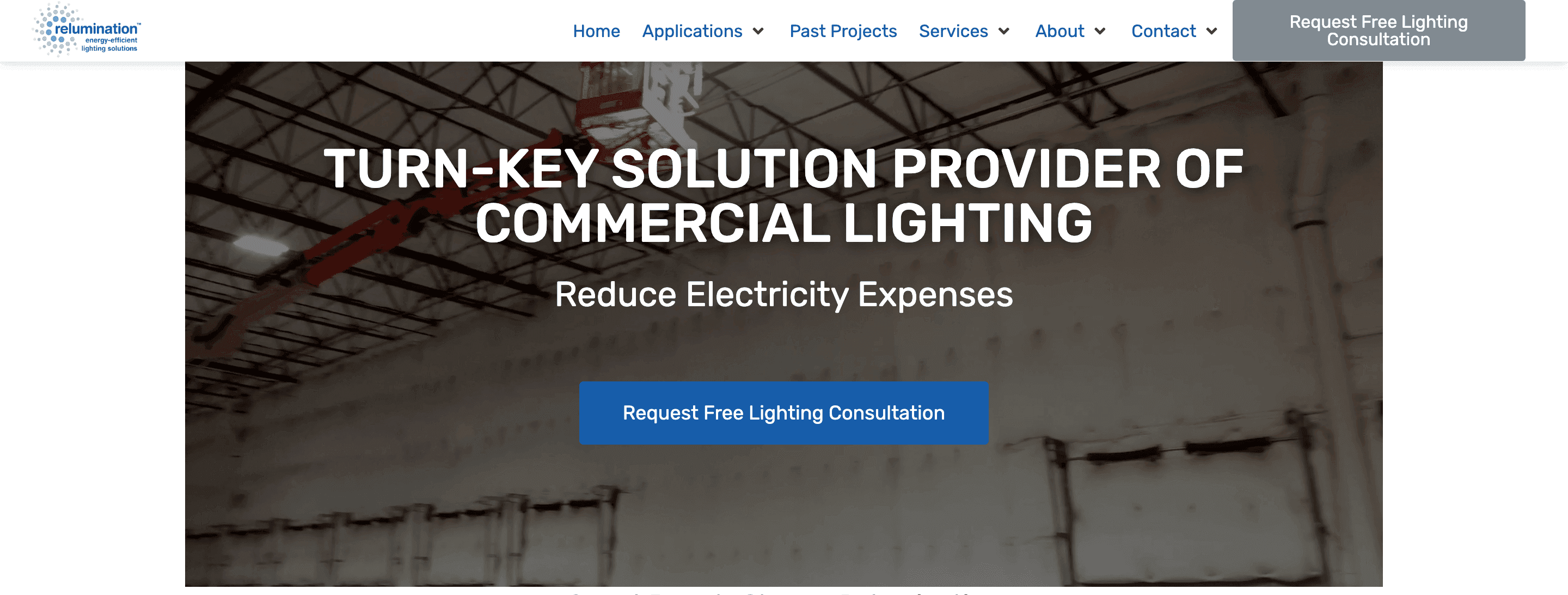 Screenshot showing Relumination home page