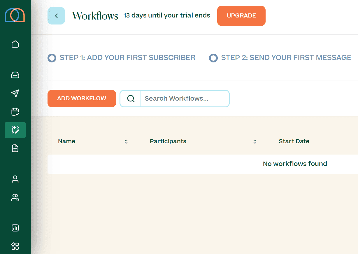 Screenshot of Workflow Builder in the Mobile Text Alerts platform