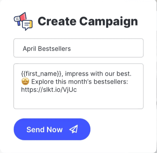 SMS campaign creation example from SlickText