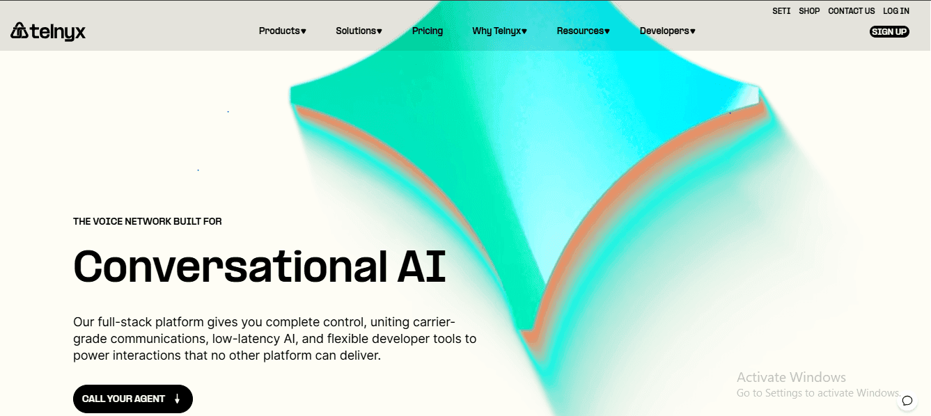 Screenshot of Telnyx home page