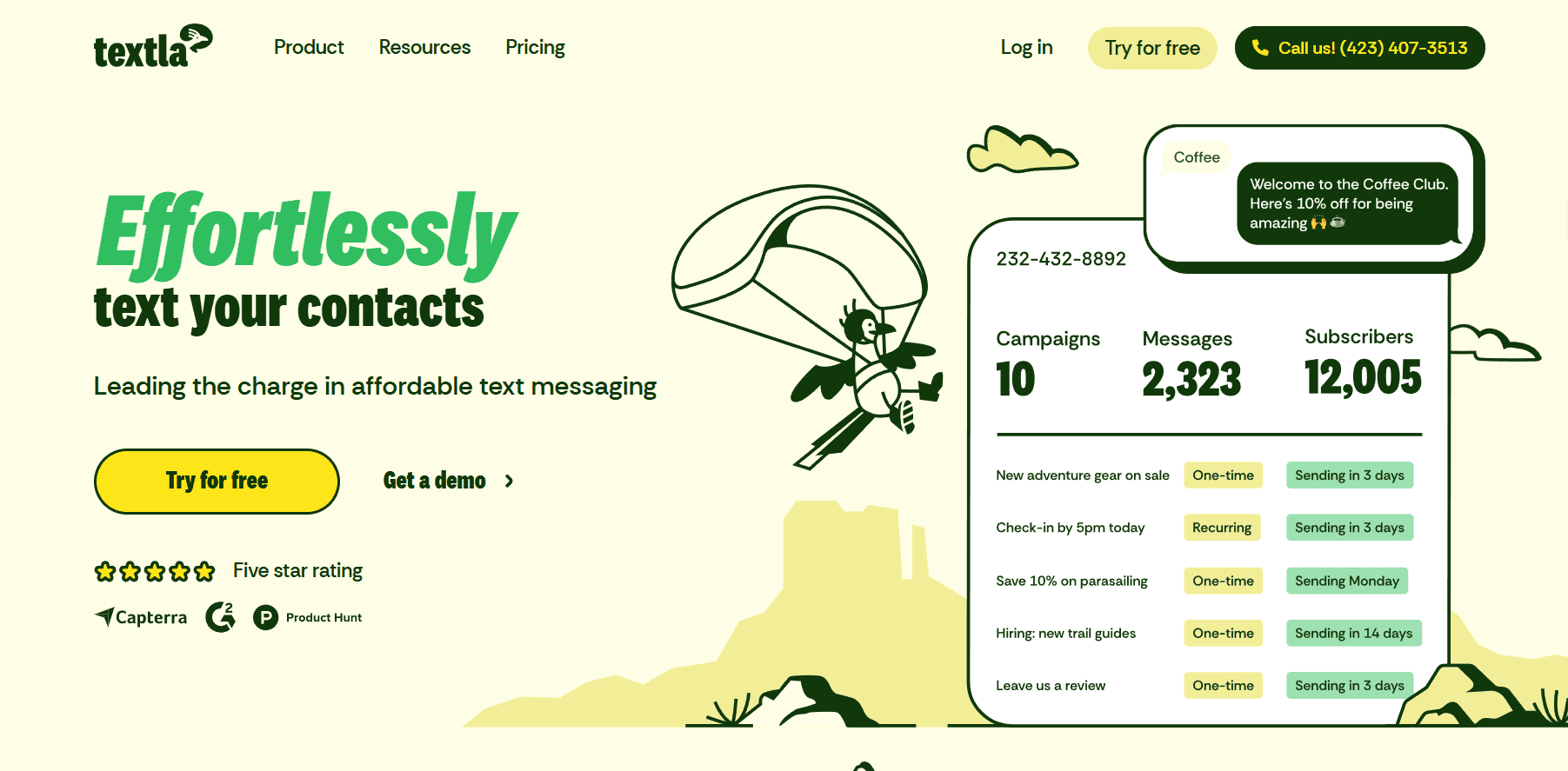 Textla home page