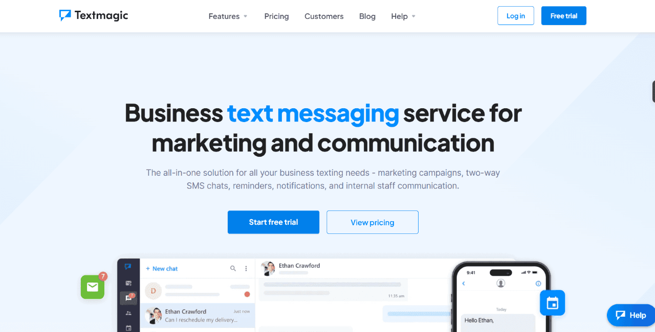 Textmagic home page