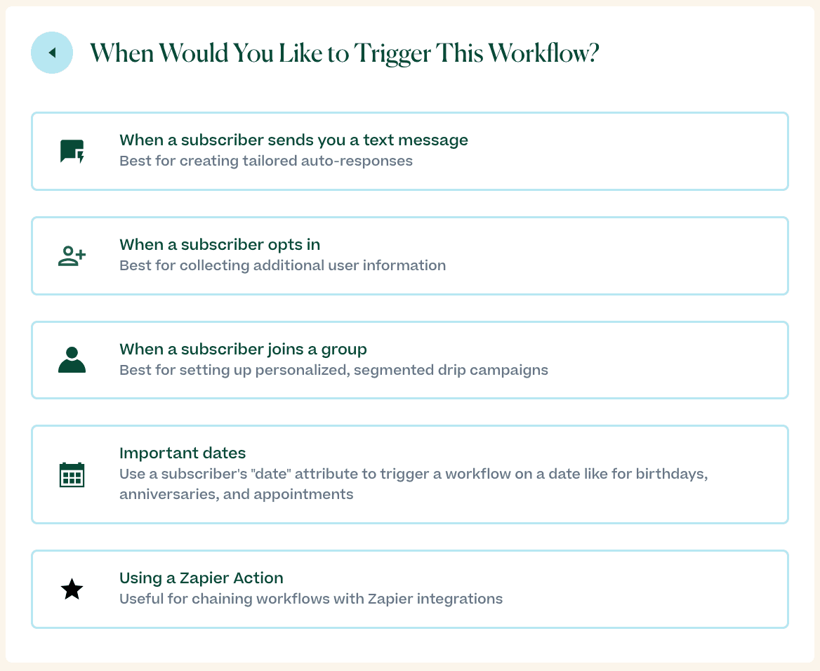 Workflow trigger options